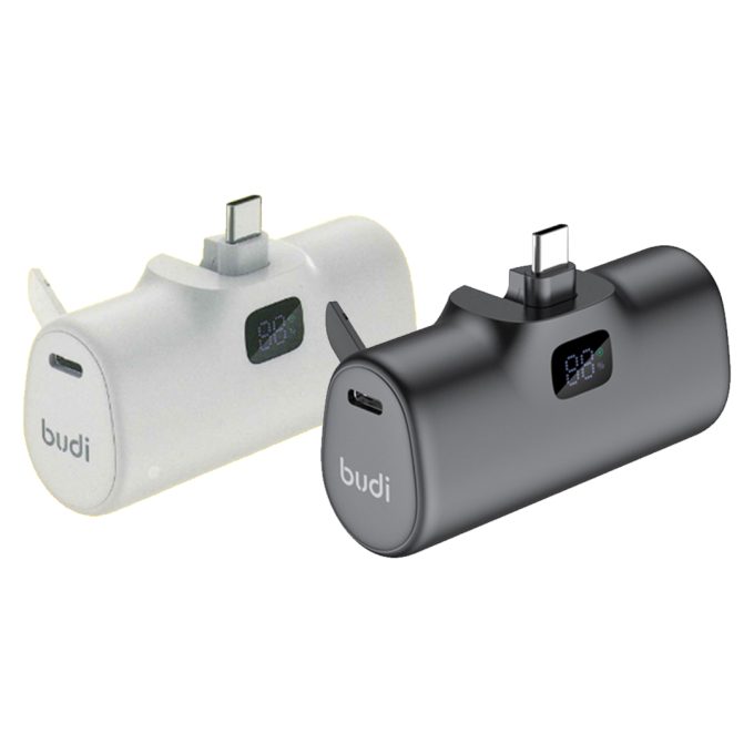 budi 5000mAh PD20W TYPE C 直插式快速充電膠囊 兩色可選  PB082TB PB082TW