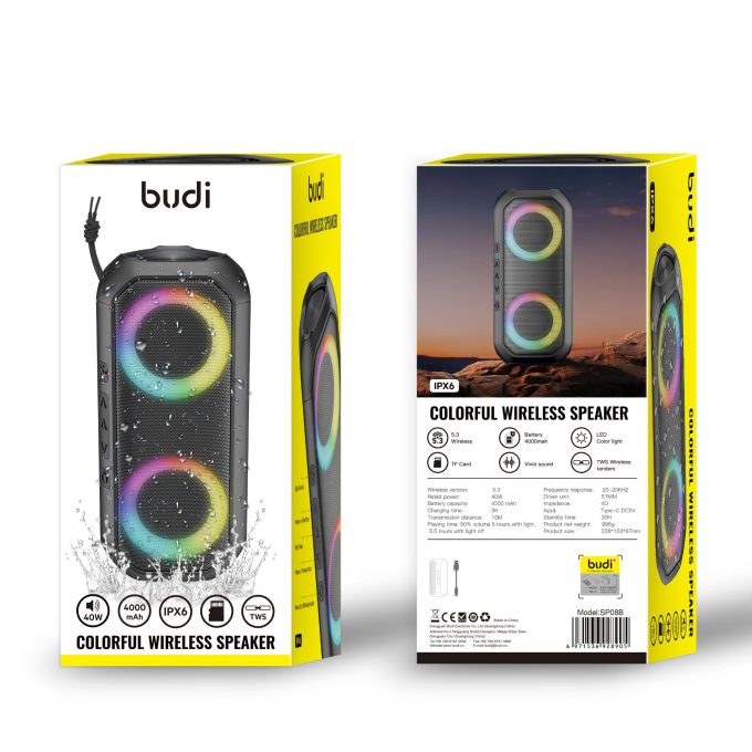 budi 幻彩動態LED防水藍牙無線喇叭 SP08B：圖片 2