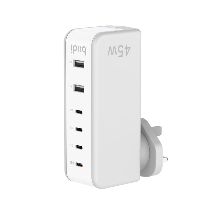 budi 6端口 USB 45W PD 旋式插頭充電器 AC301RUW：圖片 7