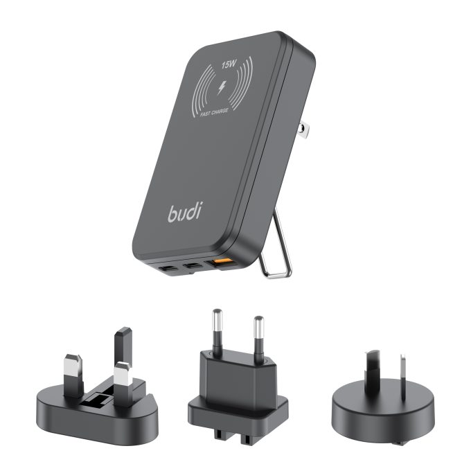 budi 3位 USB 五合一 無線PD QC 旅行快速充電器 AC336WSB