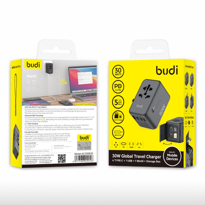 budi 5端口 USB 30W 充電旅行轉換器 AC355B30：圖片 2