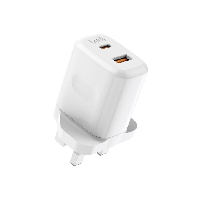 budi 2位USB PD30W PD QC 快速充電器附65WTYPE-C線套裝 AC306UTTW30