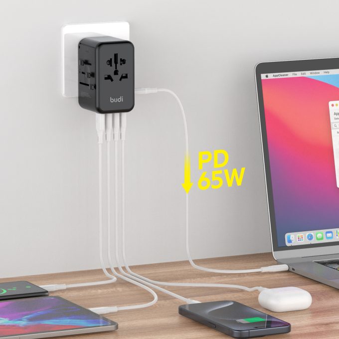 budi 5端口 USB 65W GAN氮化鎵充電旅行轉換器 AC355B65：圖片 11