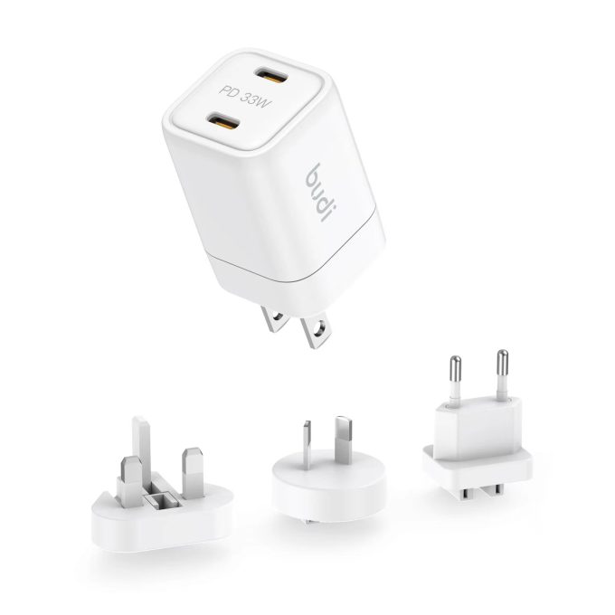 budi 2位 USB 33W GaN 氮化鎵 旅行高速充電器 AC016RSW