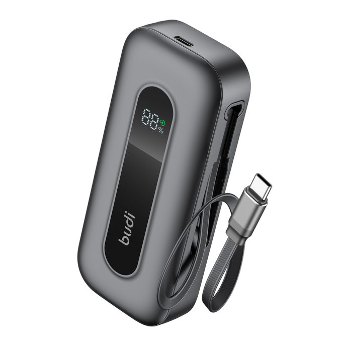 budi 10000mAh 內置雙向Type-C線 PD QC SCP 流動充電器 PB808B 黑色