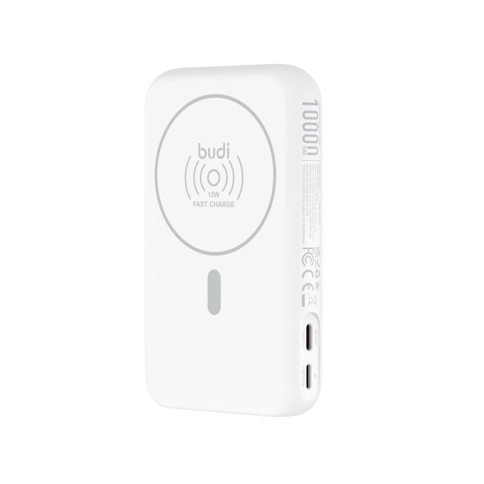 budi 10000mAh  PD QC 錶充 磁吸無線充 三合一流動充電器 PB806W 白色：圖片 5
