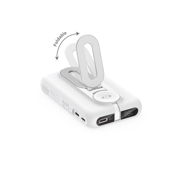 budi 10000mAh  PD QC 錶充 磁吸無線充 三合一流動充電器 PB806W 白色：圖片 4