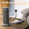 TESSAN 3-port USB+12-AC port UK tower extension 2 meters long BLACK TPS04-UK-C-BK - Image 3