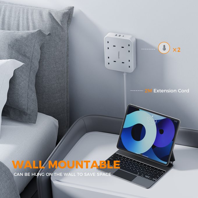 TESSAN 3端口USB+4位英規拖板 2米線長 TS-202-C：圖片 3