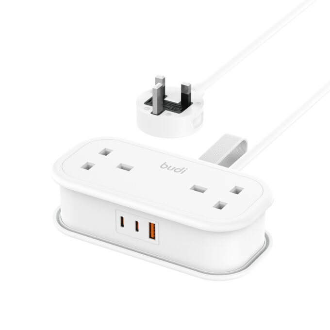 budi 2-Socket AC with 3-Port PD QC Fast Charging Power Strip AC303UW - Image 3