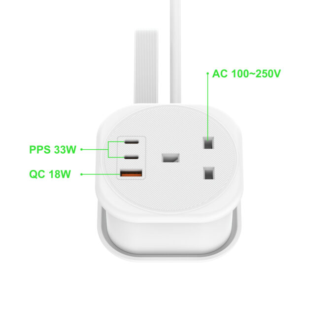 budi 1-Socket AC with 3-Port PD QC Fast Charging Power Strip AC307UW - Image 5
