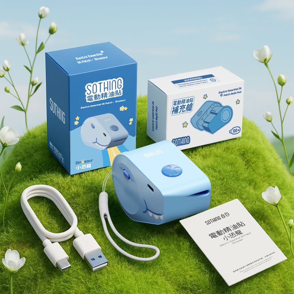 SOTHING 向物 小恐龍 電動精油貼 天然配方驅蚊貼紙 DSHJ-S-2508 (粉藍/粉紅兩色可選):圖片 3
